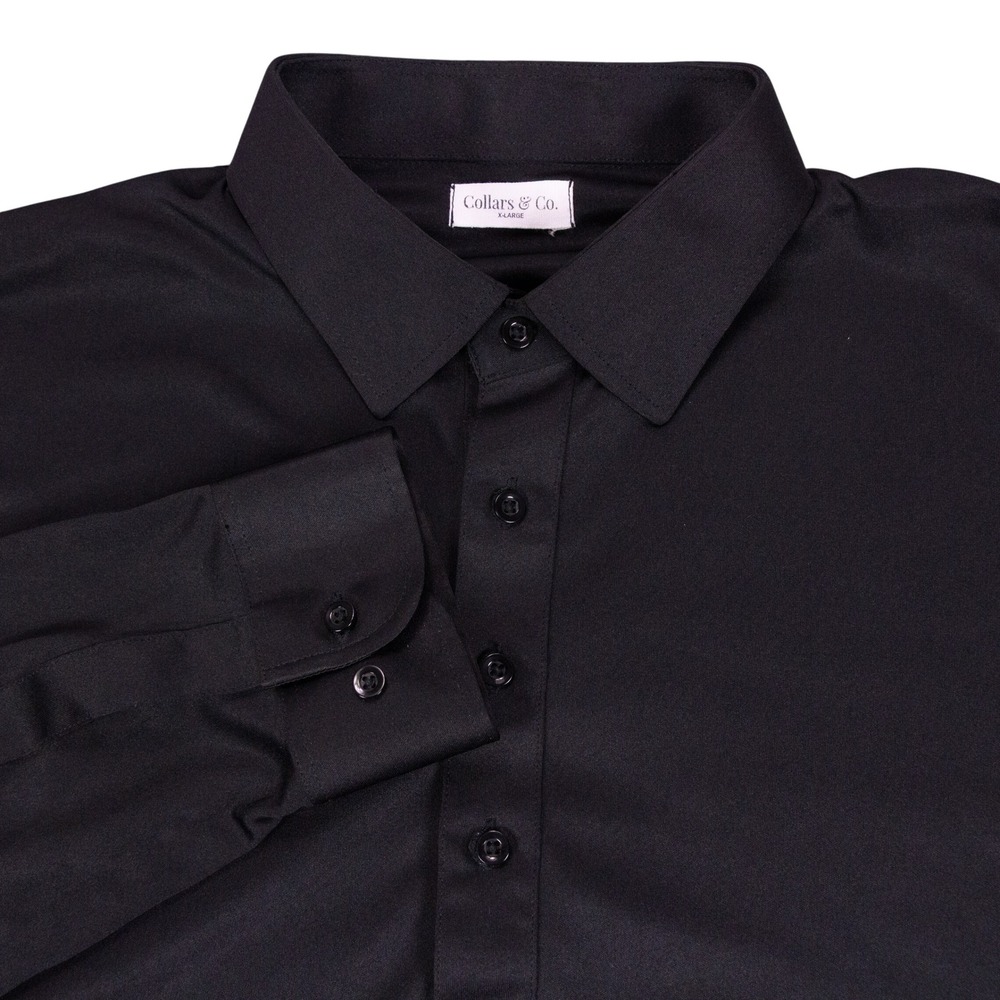 Collars & Co Dress Collar Polo Mens XL Black Polyester Performance Shirt